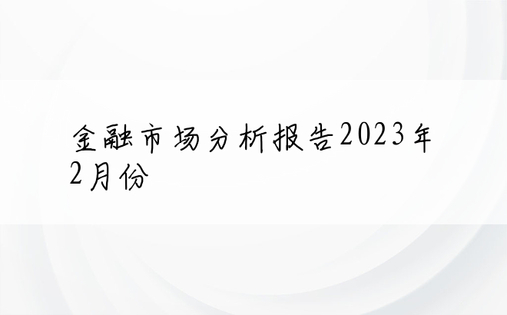 金融市场分析报告2023年2月份